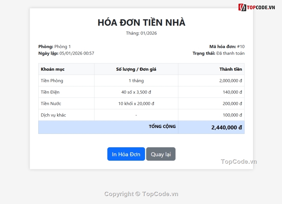 web quản lý,website nhà,web nhà trọ